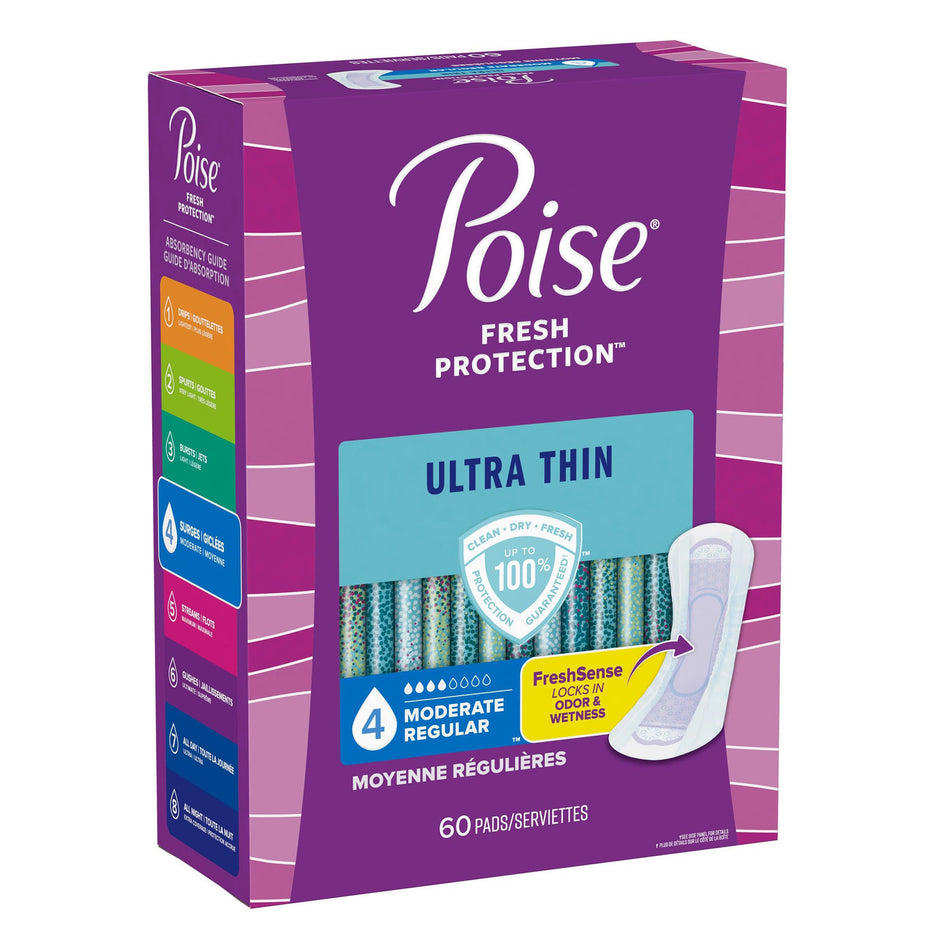 Poise Ultra Thin Moderate Bladder Control Pad, Regular Length-Bladder Control Pad Poise Fresh Protection Ultra Thin 9.4 Inch Length Moderate Absorbency Sodium Polyacrylate Core One Size Fits Most