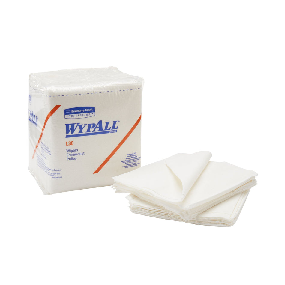 Kimberly Clark WypAll L30 Towels, Light-Duty-Task Wipe WypAll L30 Light Duty White NonSterile Double Re-Creped 12 X 12-1/2 Inch Disposable