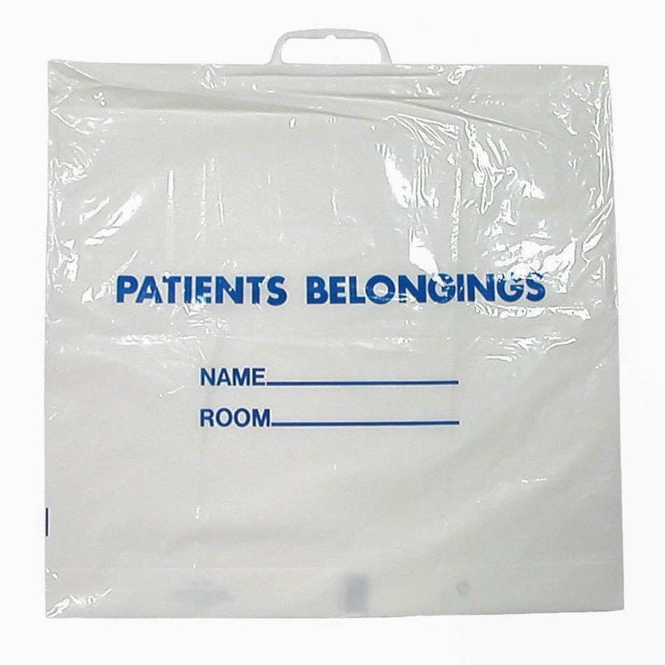 DawnMist Plastic Handle Patient Belonging Bags-Patient Belongings Bag DawnMist 18-1/2 X 20 Inch Polyethylene Snap Closure White