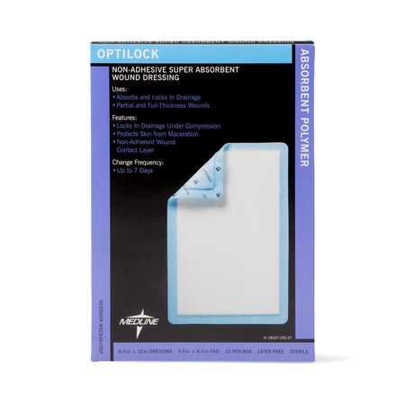 Optilock Nonadherent Dressing, 6 x 10 Inch-Super Absorbent Dressing OptiLock 6-1/2 X 10 Inch Rectangle