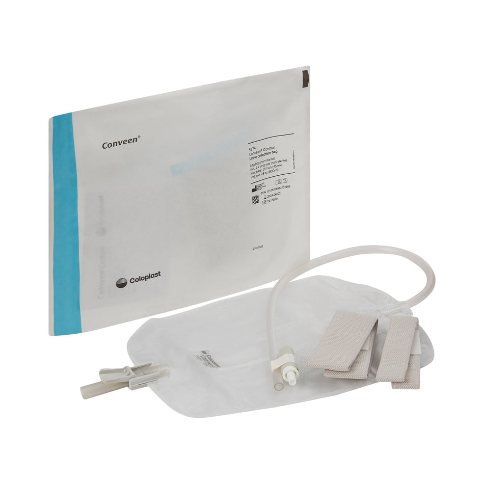 Conveen Security+ Urinary Leg Bag, 800 mL, Rubber-Urinary Leg Bag Conveen Security+ Anti-Reflux Valve NonSterile 800 mL Polyethylene / Flocked