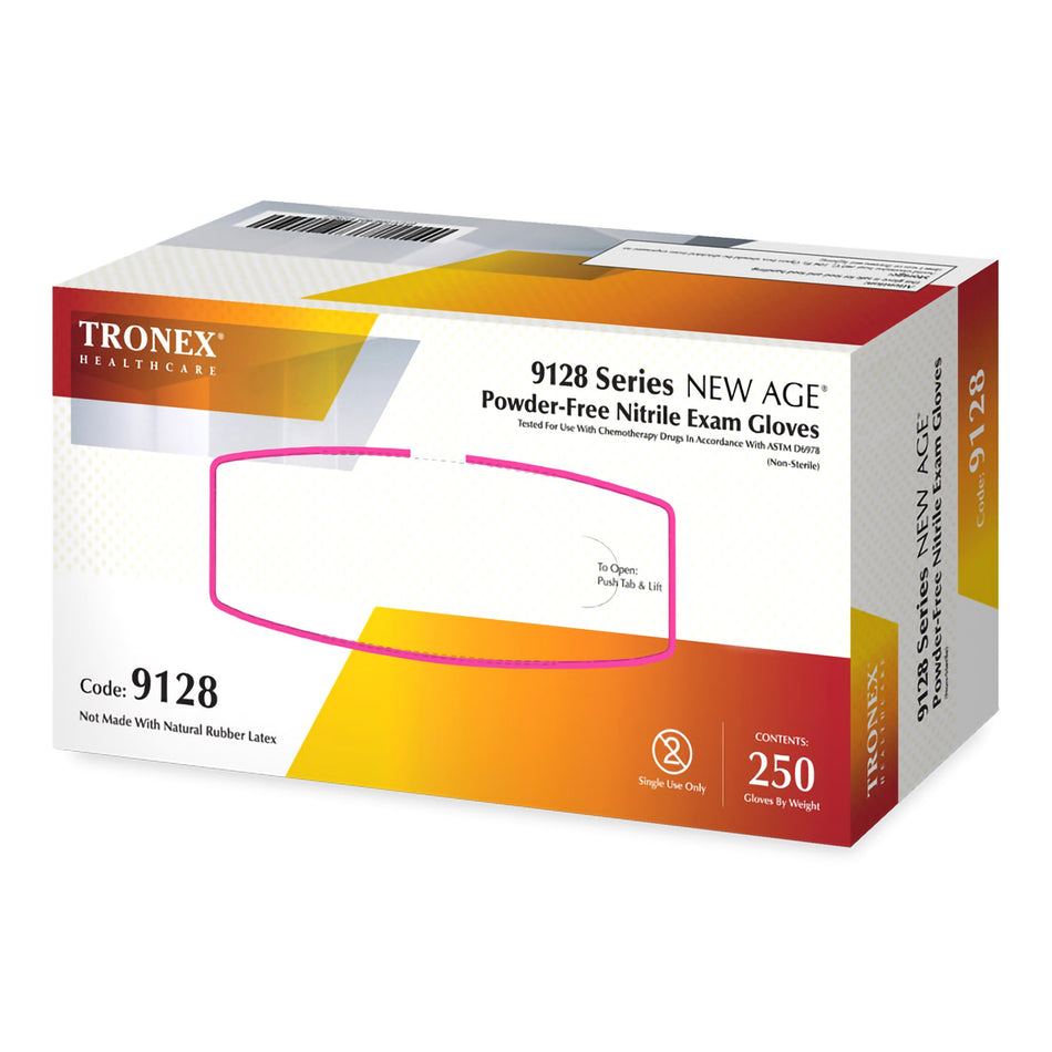 New Age 9128 Series Nitrile Exam Glove, Large, Violet-Blue-Exam Glove NEW AGE 9128 Series Large NonSterile Nitrile Standard Cuff Length Textured Fingertips Violet Blue Chemo Tested / Fentanyl Tested