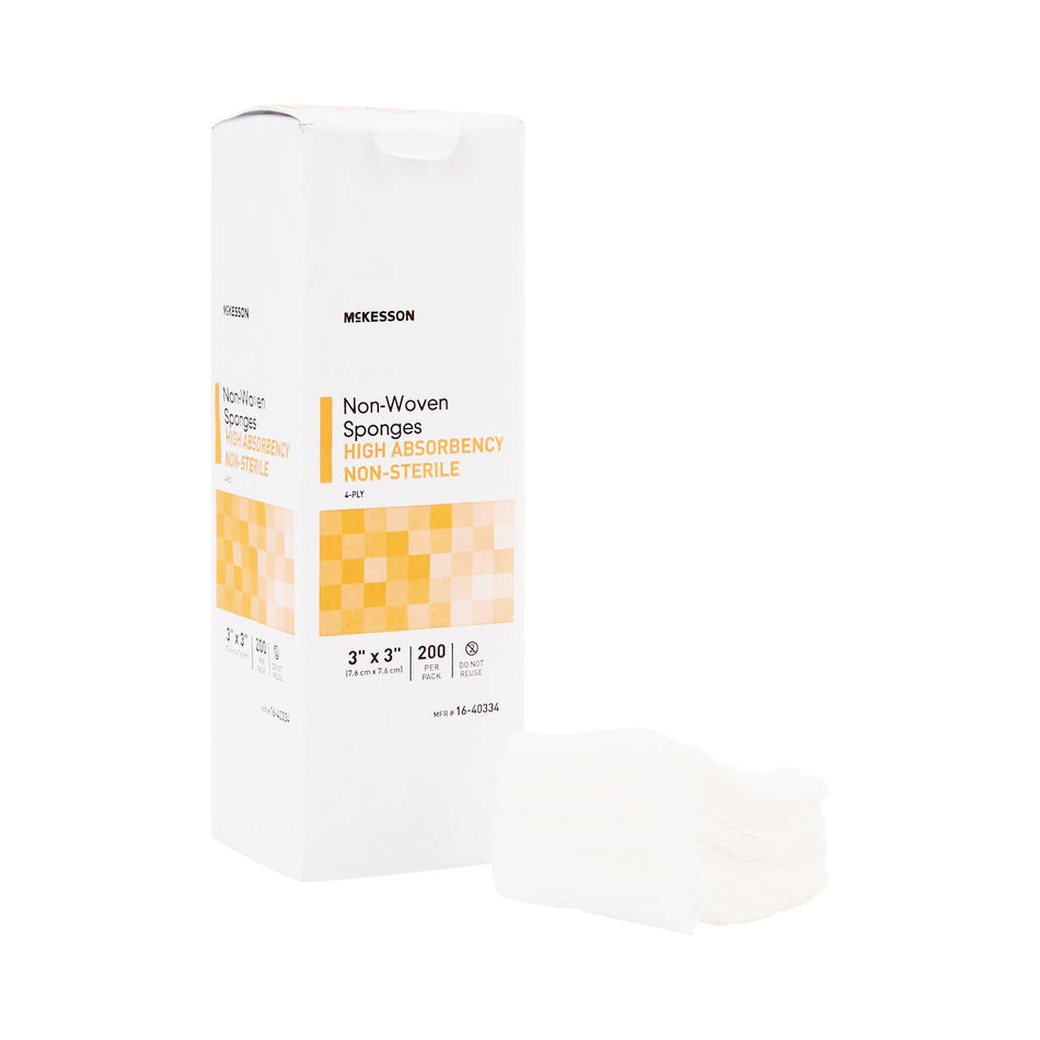 McKesson Nonwoven Sponge, 3 x 3 Inch, 4-Ply-Nonwoven Sponge McKesson 3 X 3 Inch 4-Ply NonSterile 200 per Pack