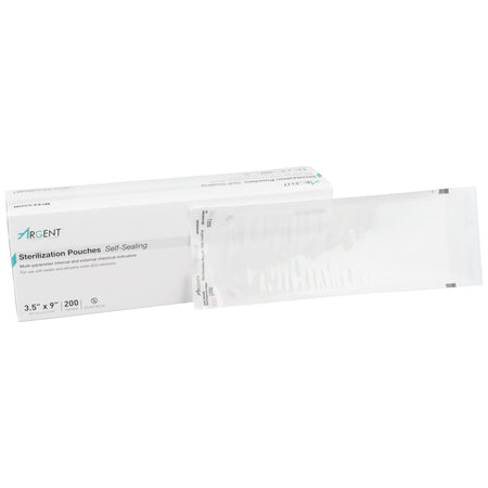 McKesson Argent Sure-Check Sterilization Pouch, 3 x 9 Inch-Sterilization Pouch McKesson Argent Sure-Check Ethylene Oxide (EO) Gas / Steam 3-1/2 X 9 Inch Transparent / Blue Self Seal Paper / Film