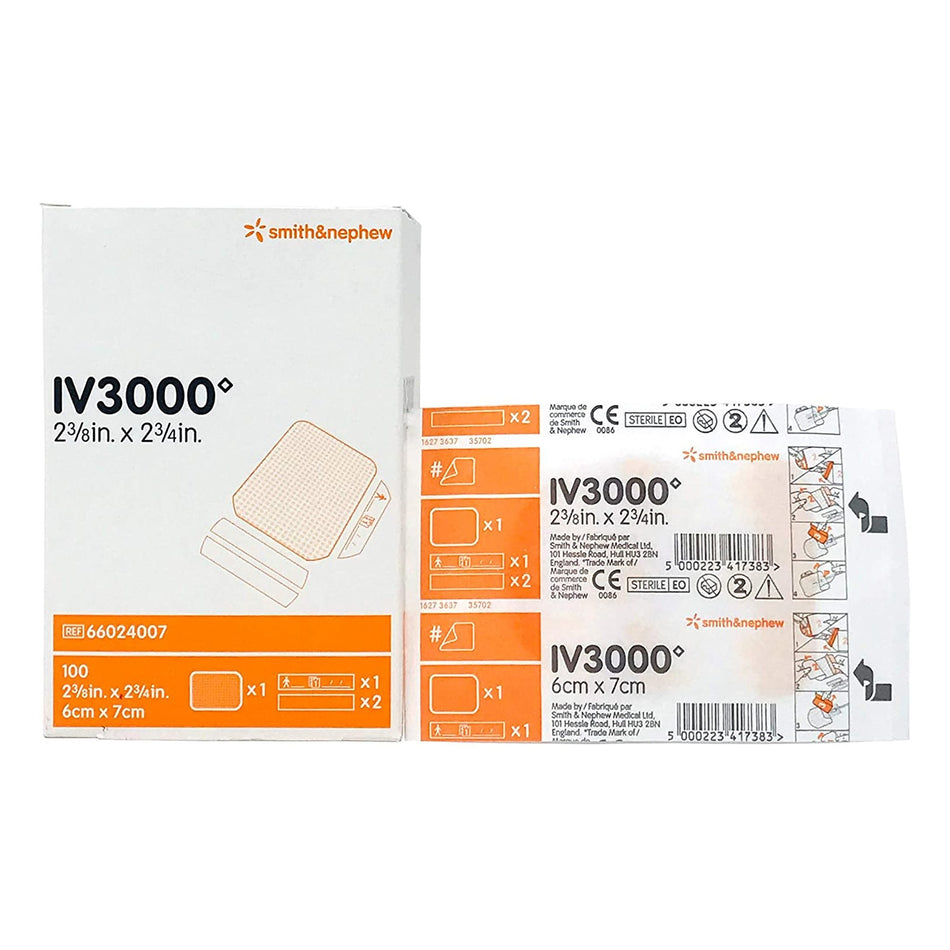 IV3000� 1-Hand Peripheral Catheter Dressing, 2-3/8 x 2� Inch-I.V. Dressing IV3000� REATIC Film 2-3/8 X 2-3/8 Inch Sterile