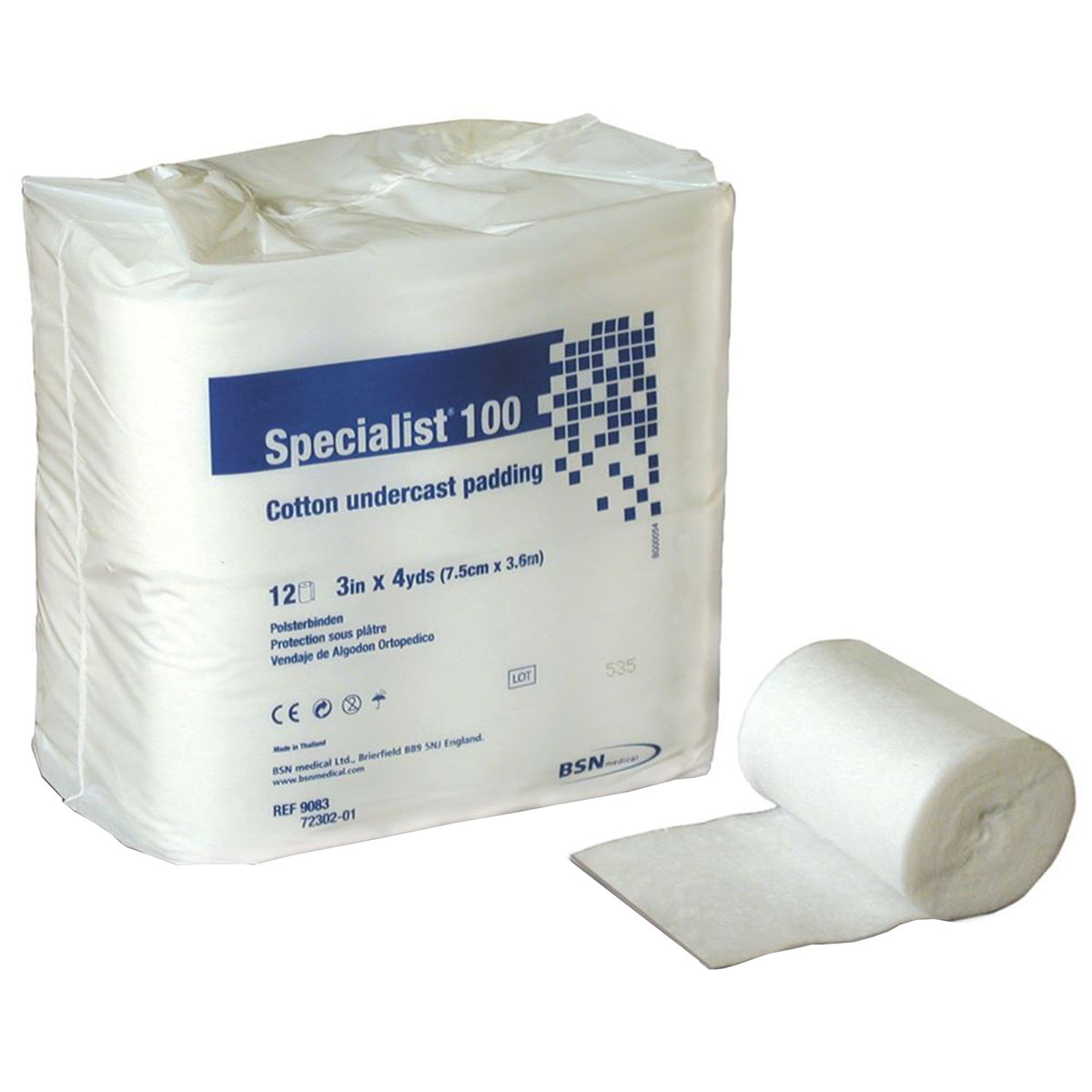 Specialist 100 White Cotton Undercast Cast Padding, 3 Inch x 4 Yard-Cast Padding Undercast Specialist 100 3 Inch X 4 Yard Cotton NonSterile