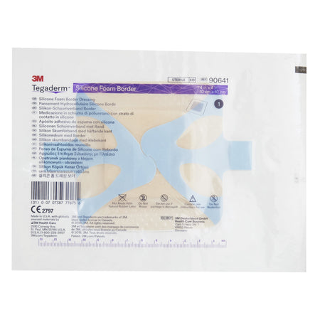 3M Tegaderm Silicone Adhesive with Border Silicone Foam Dressing, 4 x 4 Inch-Foam Dressing 3M Tegaderm 4 X 4 Inch With Border Film Backing Silicone Adhesive Square Sterile