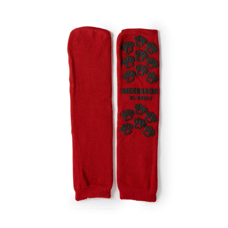 McKesson Terries Adult Slipper Socks, X-Large-Slipper Socks McKesson Terries Unisex Adult X-Large Single Tread Single Patient Use Red