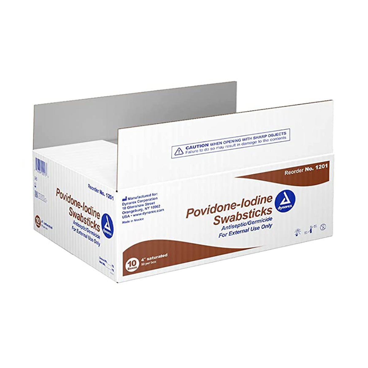dynarex Povidone Iodine Impregnated Swabstick-Impregnated Swabstick 10% Strength Povidone Iodine Individual Packet NonSterile
