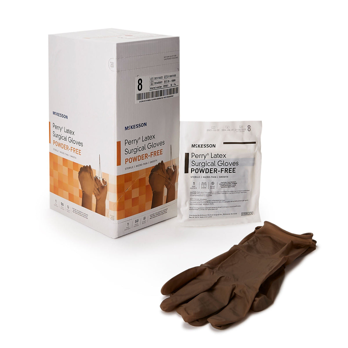 McKesson Perry® Latex Surgical Glove, Size 8, Brown - Gloves>Surgical Gloves - McKesson Brand