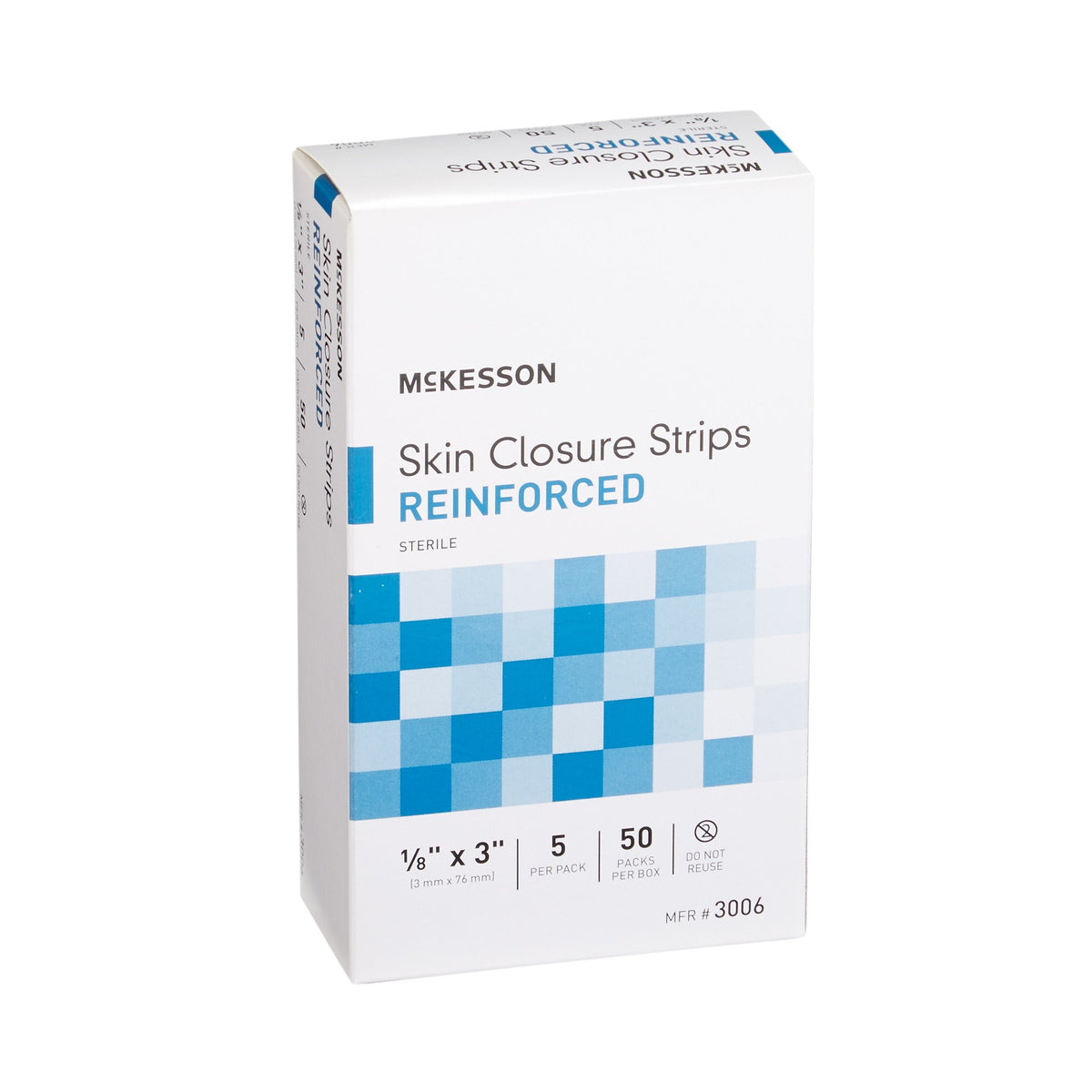 McKesson Skin Closure Strip, 1/8 X 3 Inches-Skin Closure Strip McKesson 1/8 X 3 Inch Nonwoven Material Reinforced Strip White
