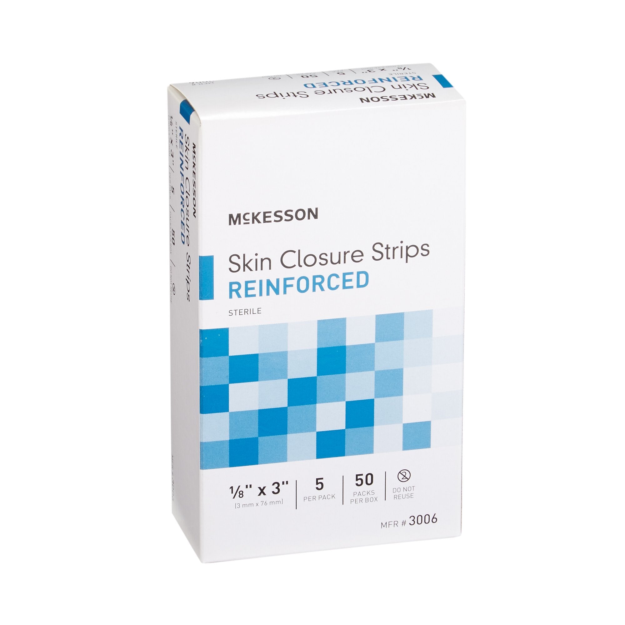 McKesson Skin Closure Strip, 1/8 X 3 Inches-Skin Closure Strip McKesson 1/8 X 3 Inch Nonwoven Material Reinforced Strip White