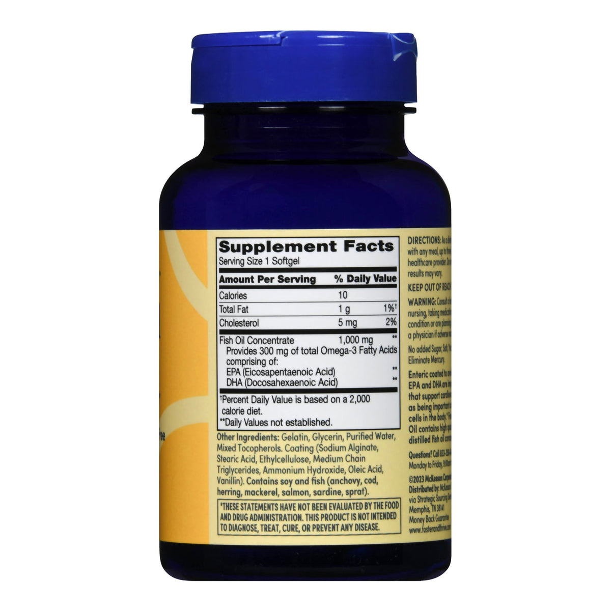 Foster & Thrive Fish Oil 1000 mg Softgels-"Omega 3 Supplement Foster & Thrive Fish Oil 1,000 mg Strength Softgel 60 per Bottle"