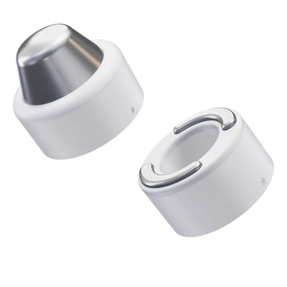 TheraFace Hot and Cold Rings Hand-Held Face Massager & Cleanser Attachment for TheraFace Pro, White-"Hand-Held Face Massager & Cleanser Attachment TheraFace Hot and Cold Rings - White 1 Hot Ring, 1 Cold Ring, Travel Pouch"