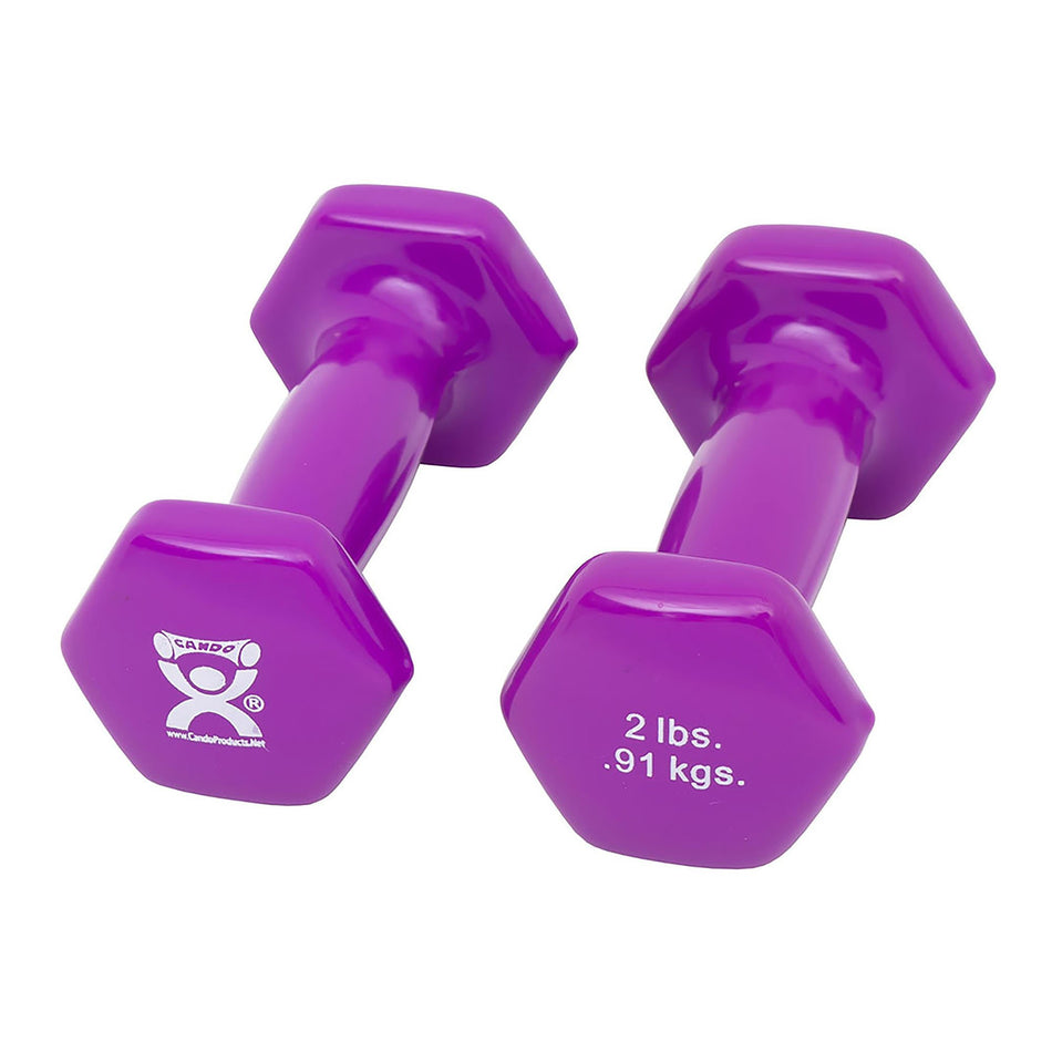 CanDo Vinyl Coated Dumbbell, Violet, 2 lbs., Pair-Dumbbell Pair Hexagon Heads CanDo 2 lbs.