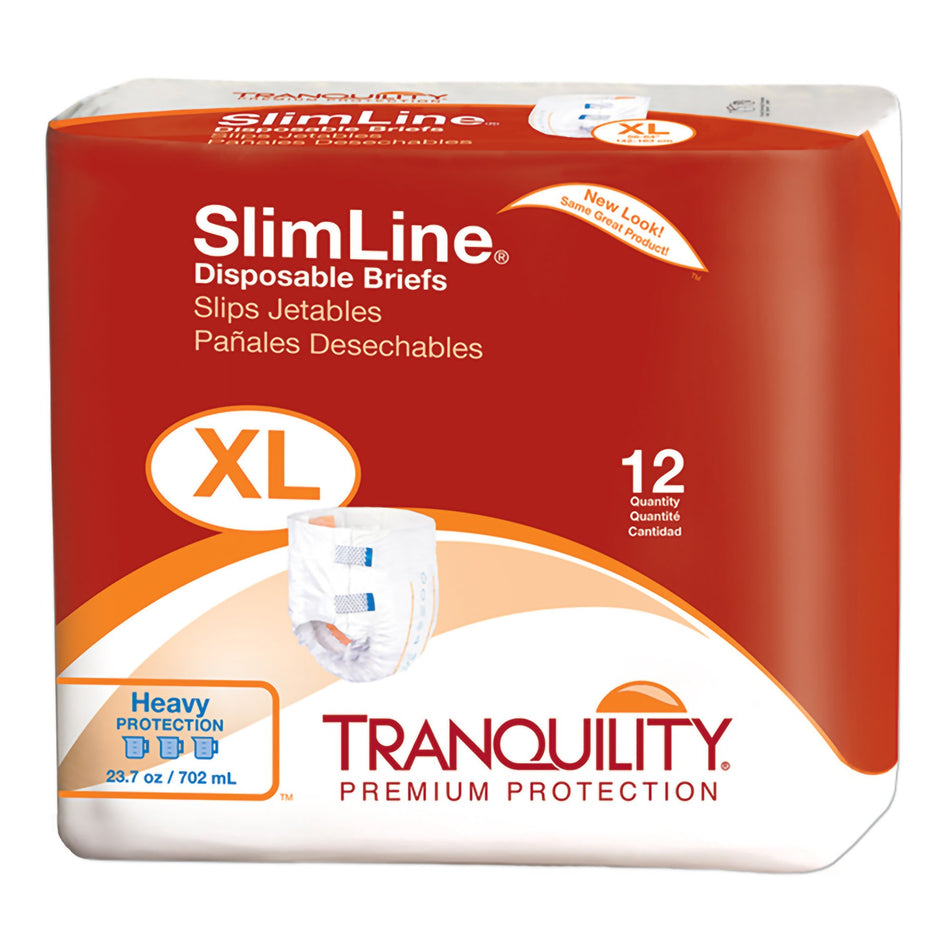 Tranquility SlimLine Heavy Protection Incontinence Brief, Extra Large-Unisex Adult Incontinence Brief Tranquility Slimline X-Large Disposable Heavy Absorbency