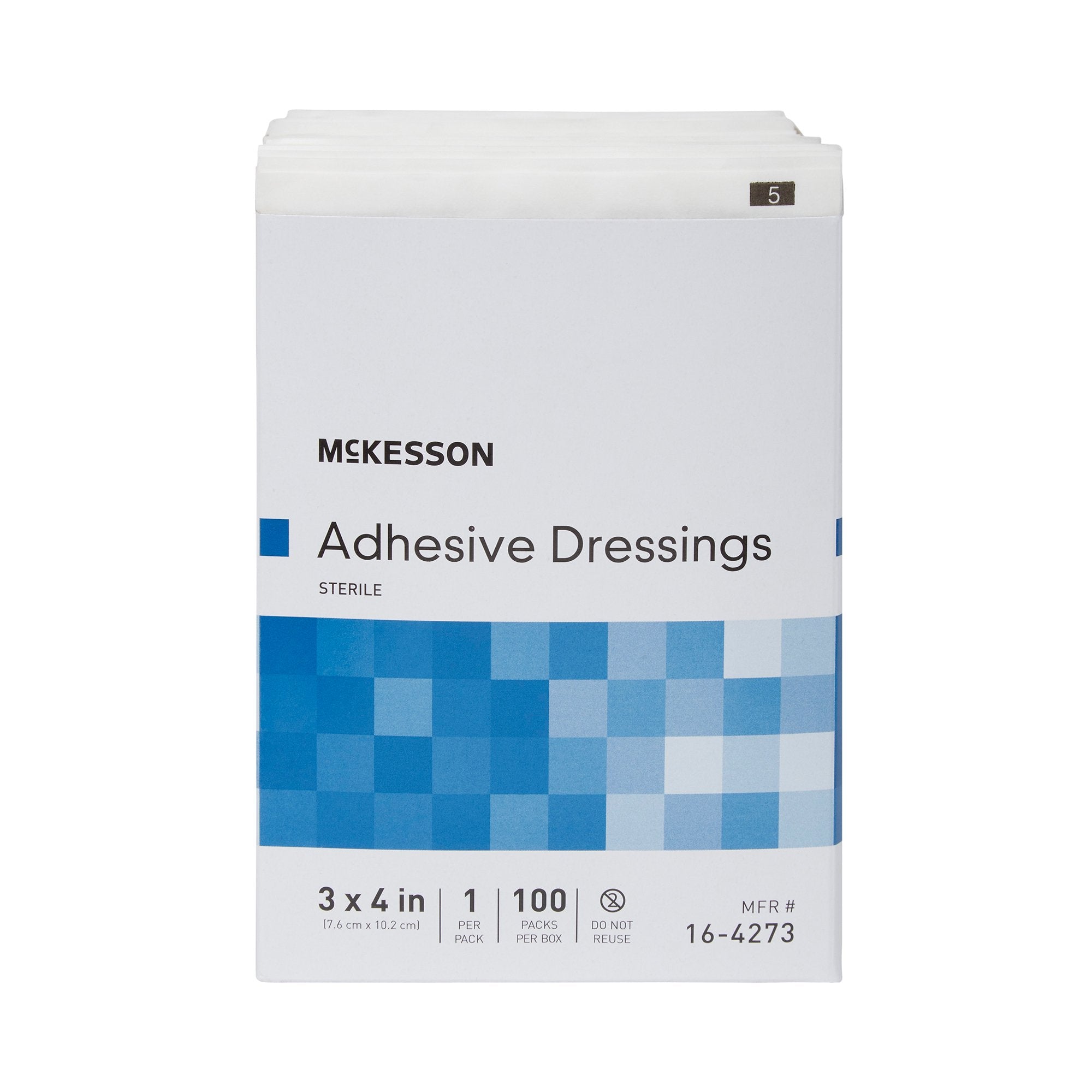 McKesson White Adhesive Dressing, 3 x 4 Inch-Island Dressing McKesson 3 X 4 Inch Rectangle Sterile