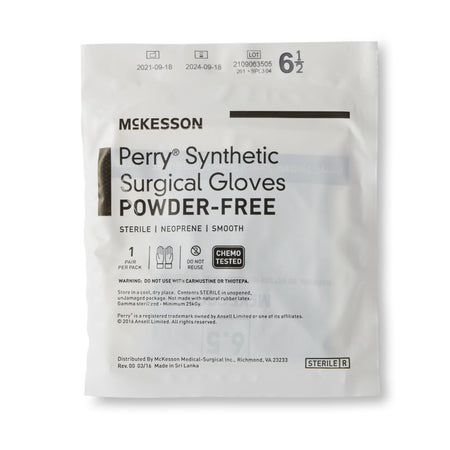 McKesson Perry Performance Plus Polychloroprene Surgical Glove, Size 6.5, Dark Green-Surgical Glove McKesson Perry Performance Plus Size 6.5 Sterile Polychloroprene Standard Cuff Length Smooth Dark Green Chemo Tested