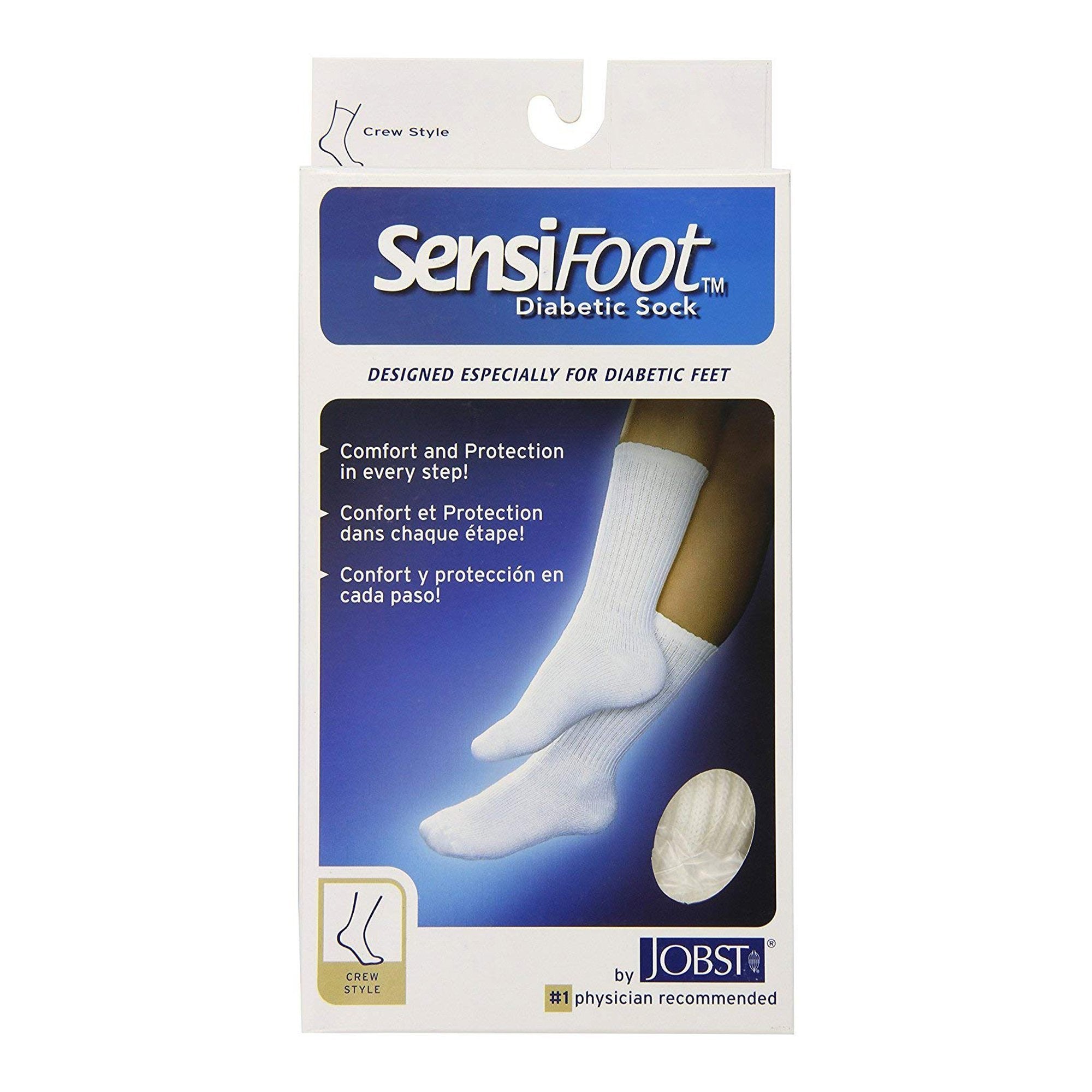Jobst SensiFoot Contoured Diabetic Sock, Large, Crew, Closed Toe-Diabetic Compression Socks JOBST Sensifoot Crew Large White Closed Toe