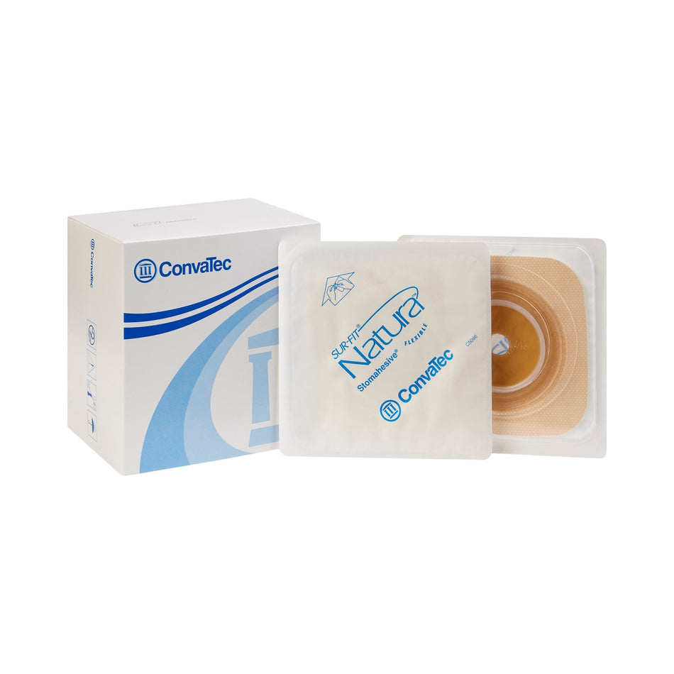 Sur-Fit Natura� Colostomy Barrier With Up to 1-1� Inch Stoma Opening, Tan-"Ostomy Barrier Sur-Fit Natura� Trim to Fit, Standard Wear Stomahesive� Adhesive 45 mm Flange Sur-Fit� Natura� System Hydrocolloid Up to 1 to 1-1/4 Inch Opening 4 X 4 Inch"