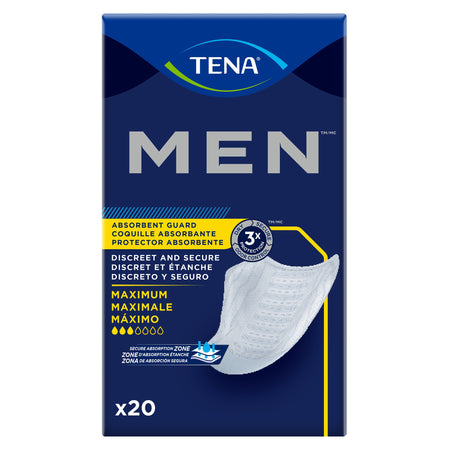 TENA MEN Maximum Guards, Bladder Control Pad-Bladder Control Pad TENA Men Maximum 8 Inch Length Heavy Absorbency Dry-Fast Core One Size Fits Most