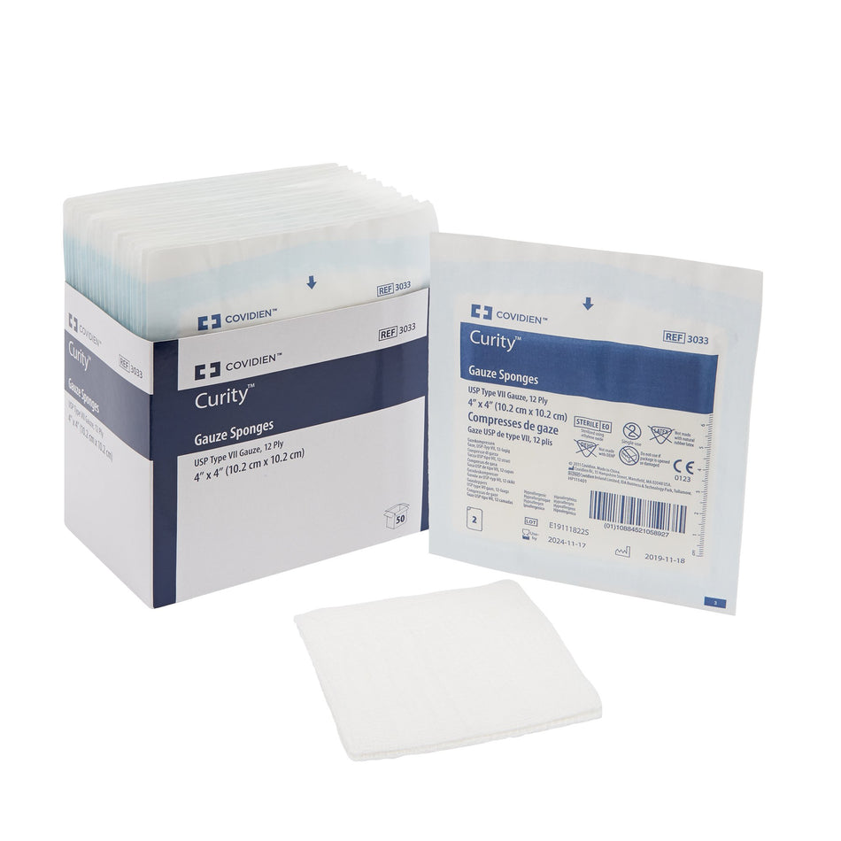 Curity� Sterile USP Type VII Gauze Sponge, 4 x 4 Inch, 12-Ply-Gauze Sponge Curity� 4 X 4 Inch 12-Ply Sterile 2 per Pack