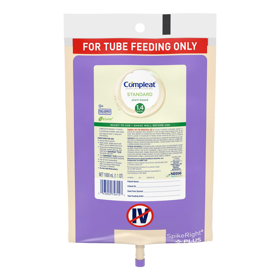 Compleat® Standard 1.4 Cal Plant-Based Tube Feeding Formula, Vanilla, 1000 mL - Nutritionals and Feeding Supplies>Nutritio...