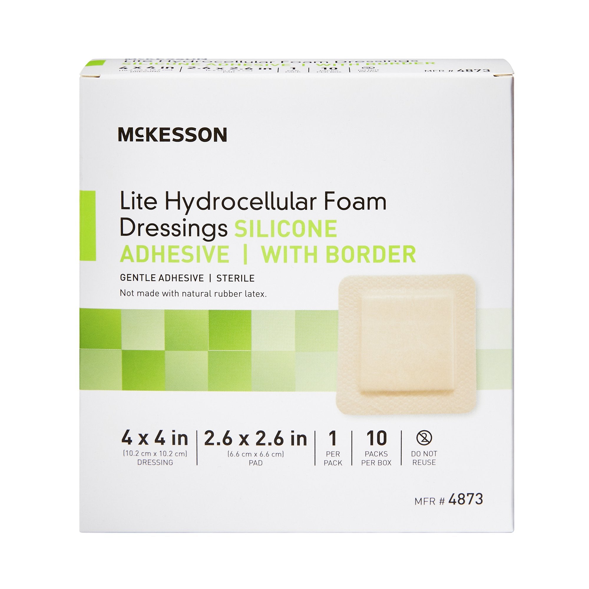 McKesson Lite Silicone Gel Adhesive with Border Thin Silicone Foam Dressing, 4 x 4 Inch-Thin Foam Dressing McKesson Lite 4 X 4 Inch With Border Film Backing Silicone Gel Adhesive Square Sterile