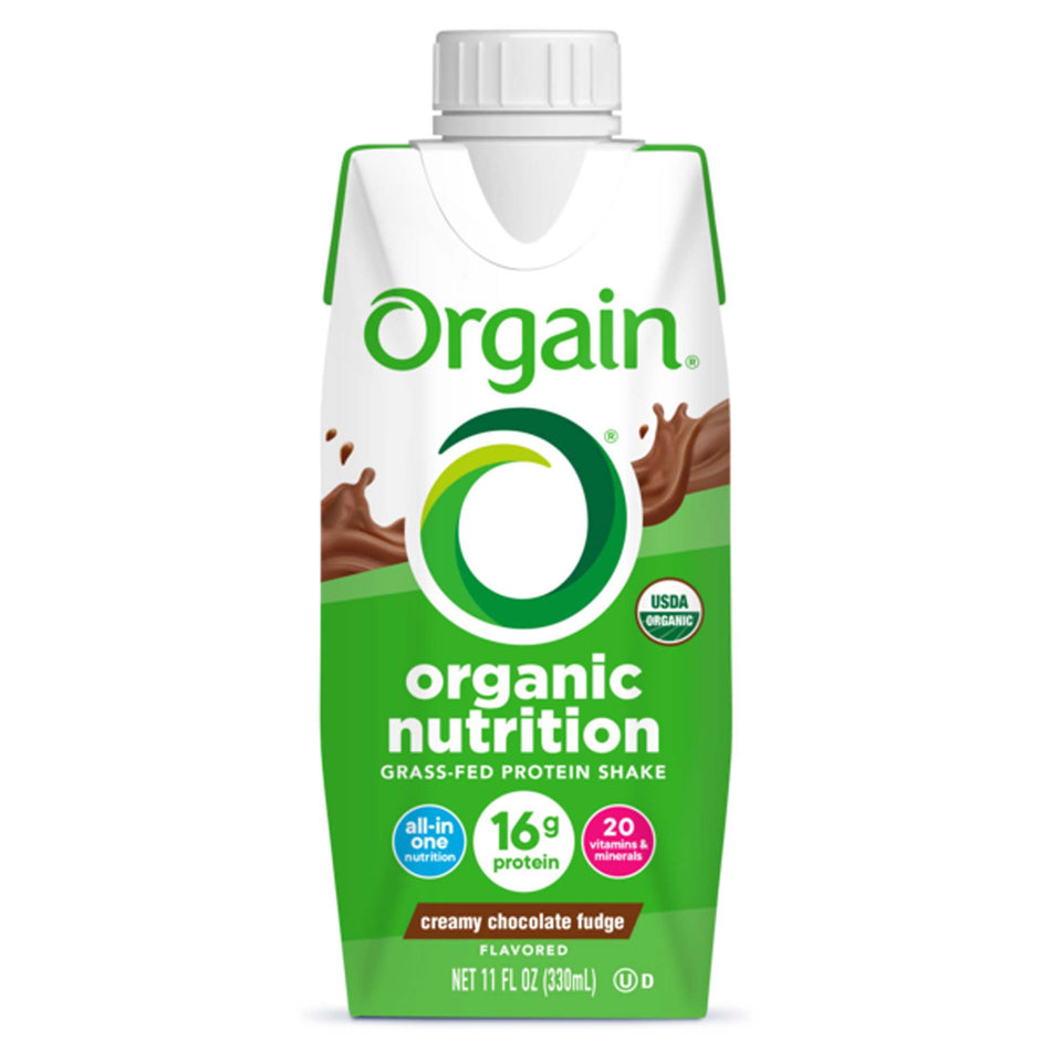 Oral Supplement Orgain® Organic Nutrition™ Shake Creamy Chocolate Fudge Flavor Liquid 11 oz. Carton - Nutritionals and Fee...