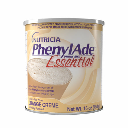 PhenylAde Essential Orange Drink Mix for the Dietary Management of Phenylketonuria, 1 lb. can-Oral Supplement PhenylAde Essential Orange Crme Flavor Powder 16 oz. Can