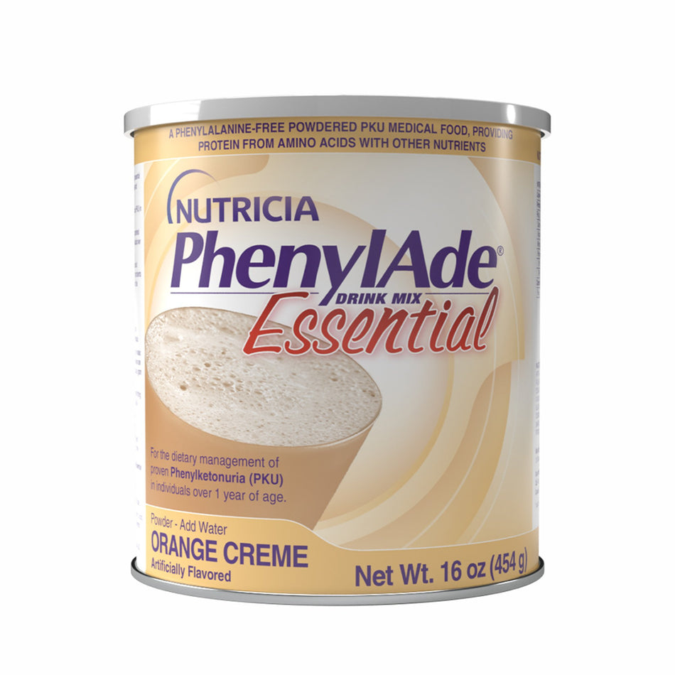 PhenylAde Essential Orange Drink Mix for the Dietary Management of Phenylketonuria, 1 lb. can-Oral Supplement PhenylAde Essential Orange Crme Flavor Powder 16 oz. Can