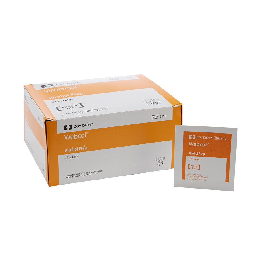 Webcol Alcohol Prep Pad-Alcohol Prep Pad Webcol 70% Strength Isopropyl Alcohol Individual Packet Large Sterile