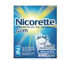 Nicorette Stop Smoking Aid Gum 2 mg White Ice Mint-Stop Smoking Aid Nicorette 2 mg Strength Gum
