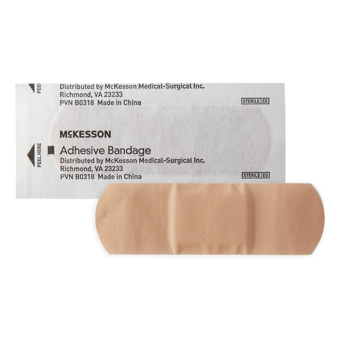 McKesson Tan Adhesive Strip, 1 x 3 Inch-Adhesive Strip McKesson 1 X 3 Inch Plastic Rectangle Tan Sterile