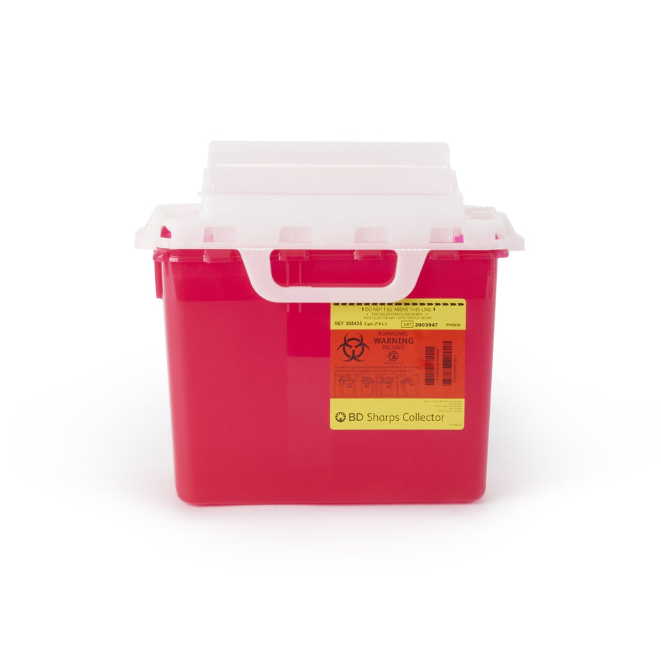 BD Multi-purpose Sharps Container, 12-1/2 x 10-7/10 x 6 Inch-Sharps Container BD� Red Base 12-1/2 H X 10-7/10 W X 6 D Inch Horizontal Entry 2 Gallon