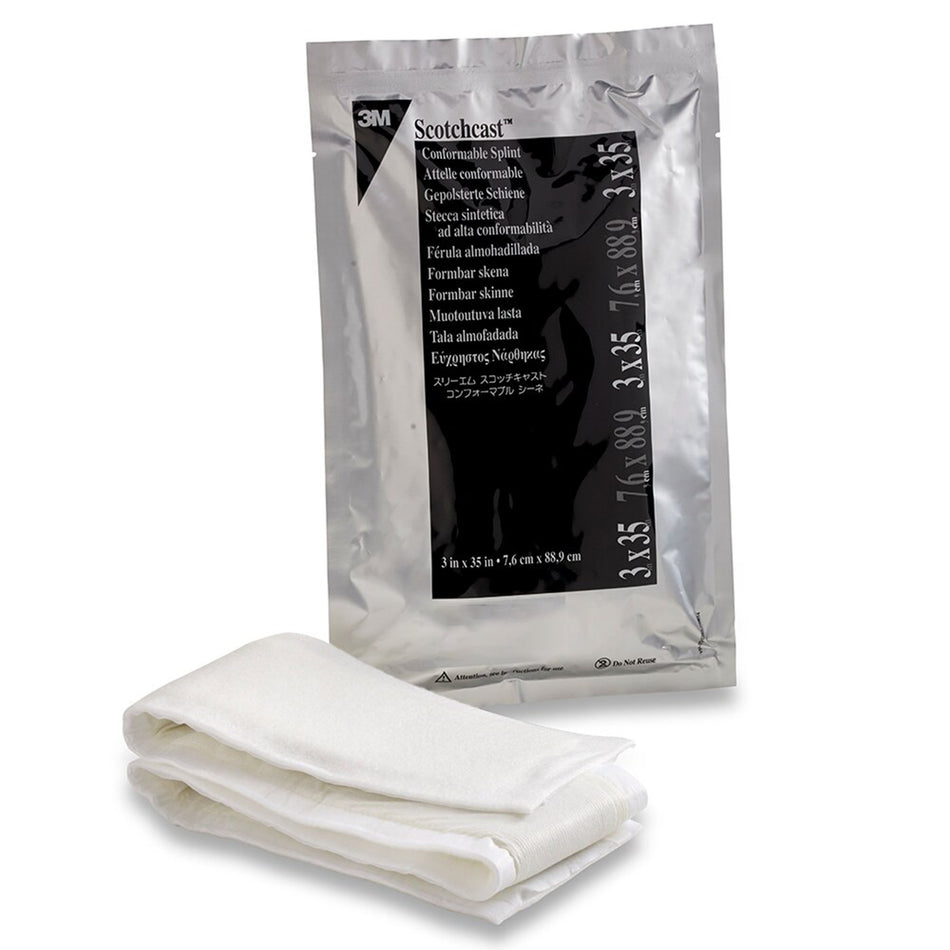 3M Scotchcast Quick Step Double Sided Felt Padded Splint, 3 x 35 Inch-Padded Precut Splint 3M Scotchcast Quick Step Double Sided Felt 3 X 35 Inch Felt / Fiberglass White