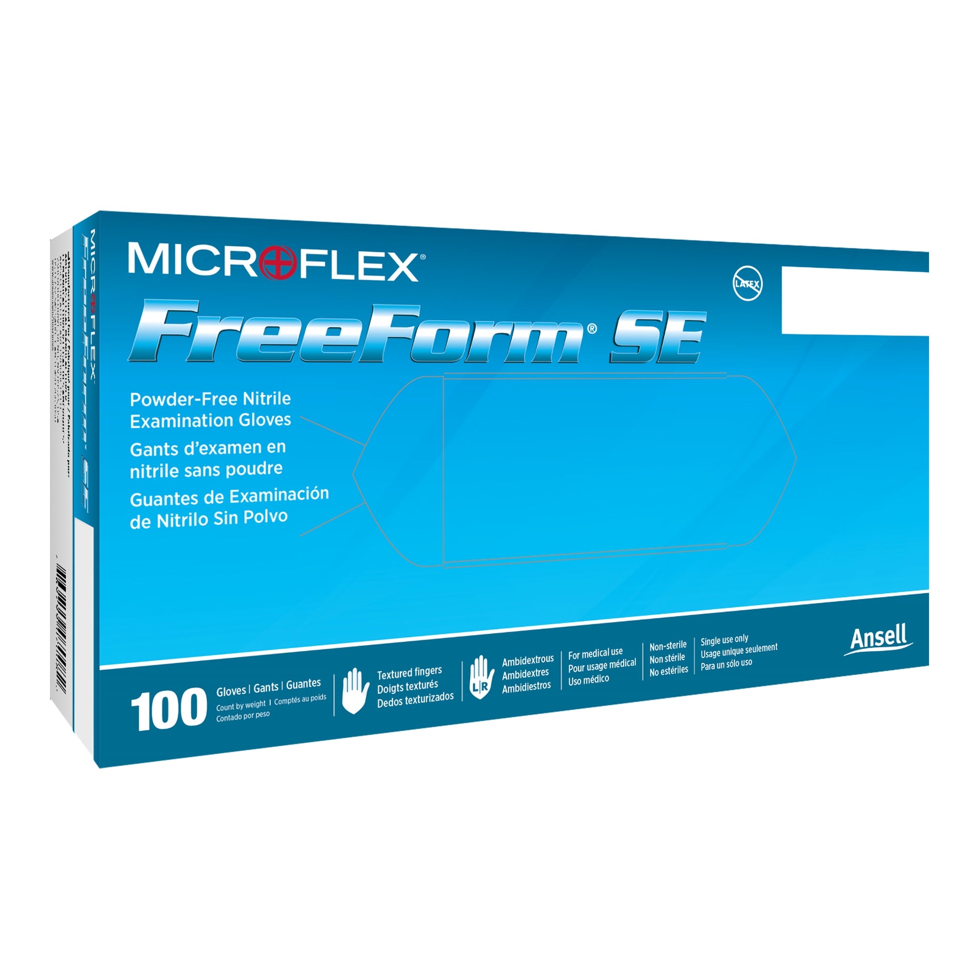 FreeForm SE Nitrile Exam Glove, Medium, Blue-Exam Glove FreeForm SE Medium NonSterile Nitrile Standard Cuff Length Textured Fingertips Blue Not Rated