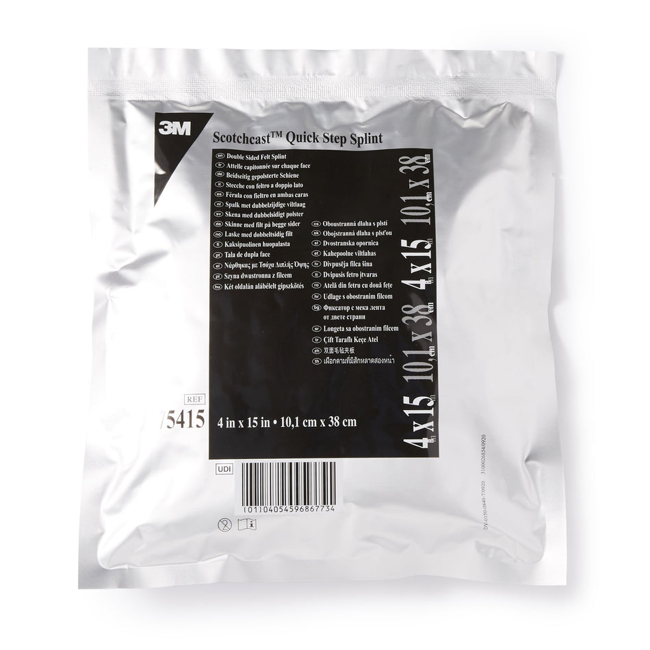 3M Scotchcast Quick Step Double Sided Felt Padded Splint, 4 x 15 Inch-Padded Precut Splint 3M Scotchcast Quick Step Double Sided Felt 4 X 15 Inch Felt / Fiberglass White