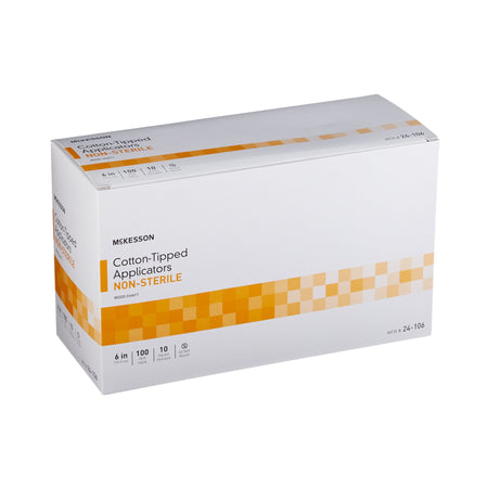 McKesson Swabsticks, Cotton-Tip, Wood Shaft, 6 Inch-Swabstick McKesson Cotton Tip Wood Shaft 6 Inch NonSterile 100 per Pack