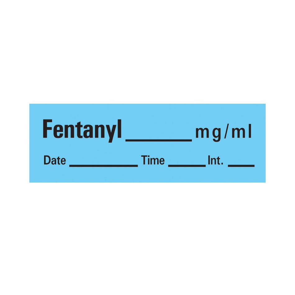 Timemed Anesthesia Label Tape, Fentanyl, 1/2 x 1-1/2 Inch-Drug Label Timemed Anesthesia Label Tape FentanyL_mcg_mL Date_Time_Int Blue 1/2 X 1-1/2 Inch