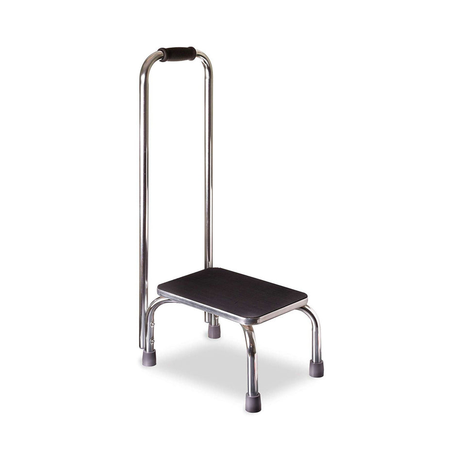 DMI Step Stool with Handrail-Step Stool with Handrail Mabis DMI 1 Step Chrome Plated Steel Frame 9-1/2 Inch Step Height