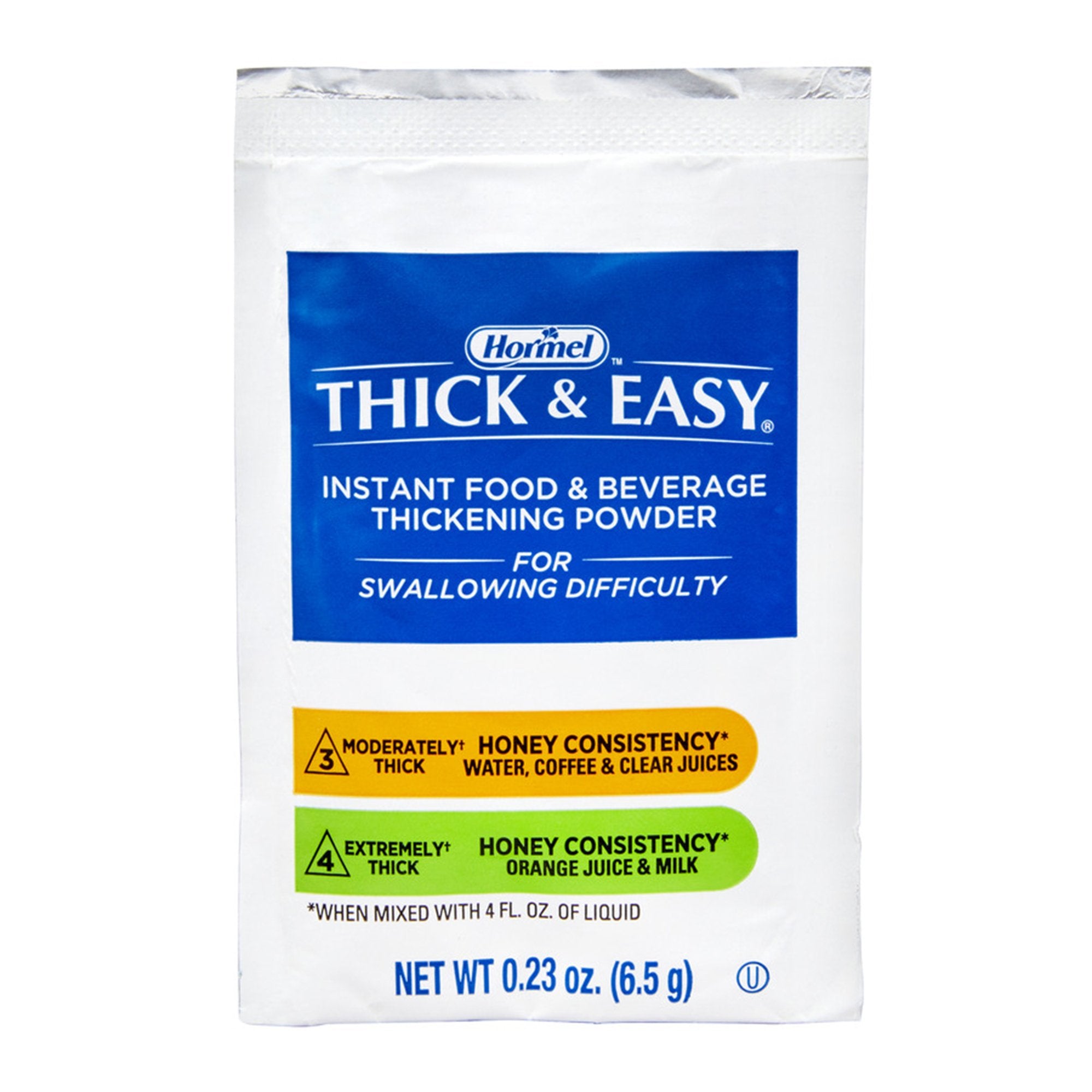 Hormel Thick & Easy Honey Consistency Instant Thickener-Food and Beverage Thickener Thick & Easy 6.5 Gram Individual Packet Unflavored Powder IDDSI Level 3 Moderately Thick/Liquidized