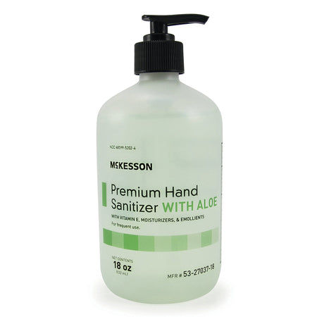 McKesson Premium Hand Sanitizer with Aloe, 18 oz, Gel, Pump Bottle-Hand Sanitizer with Aloe McKesson Premium 18 oz. Ethyl Alcohol Gel Pump Bottle