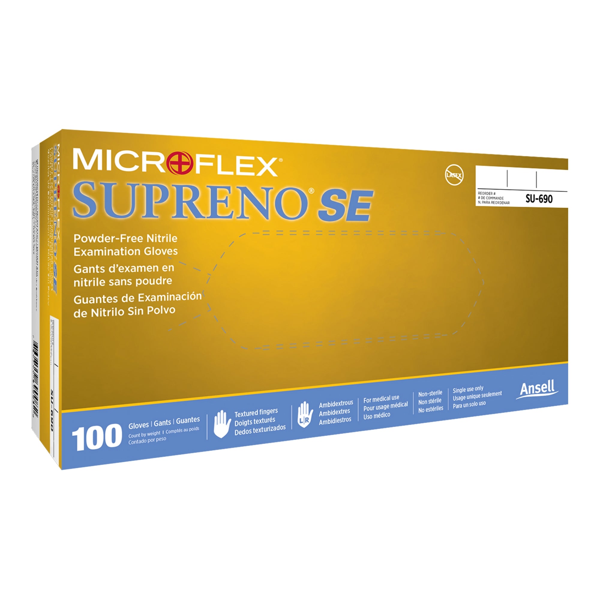 Supreno SE Nitrile Exam Glove, Extra Large, Blue-Exam Glove Supreno SE X-Large NonSterile Nitrile Standard Cuff Length Textured Fingertips Blue Not Rated