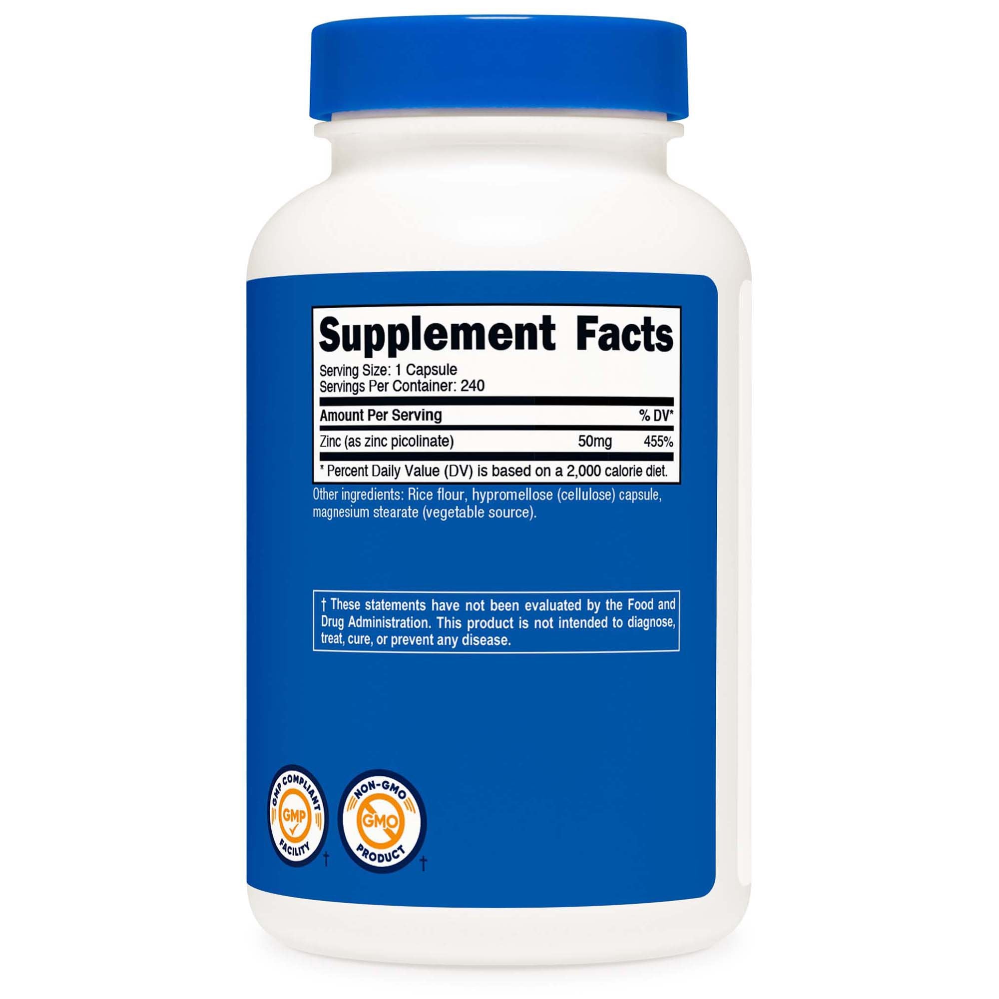 VITAMIN, CAP ZINC PICOLINATE 50MG (240/BT 12BT/CS)
