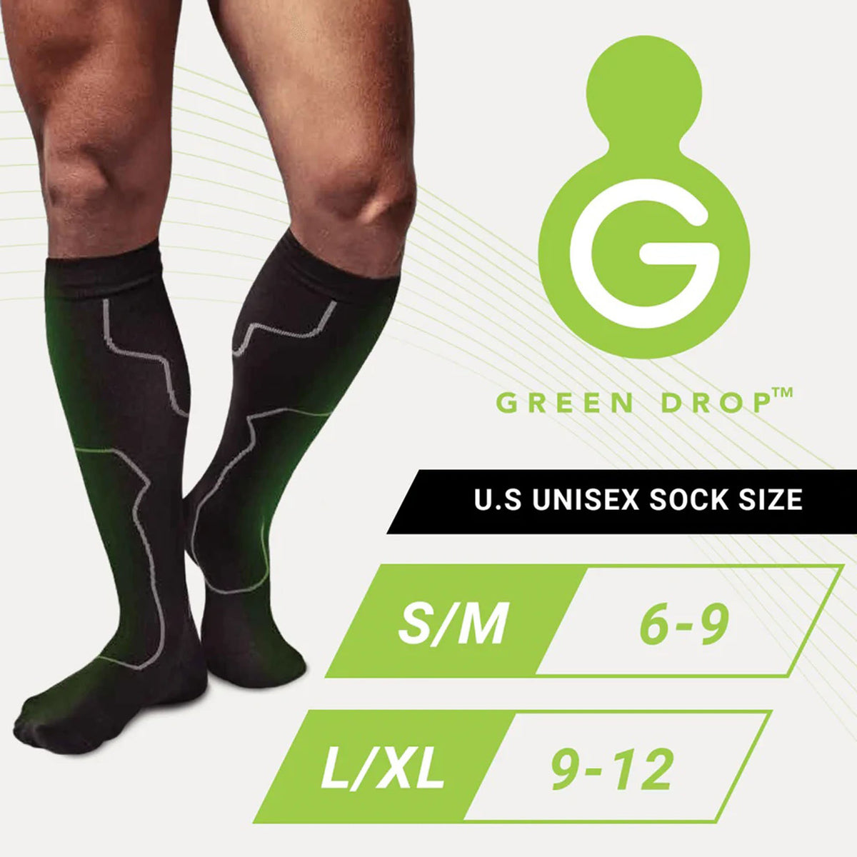 Green Drop Compression Socks Medical-Grade Infused Support, L/XL-Compression Socks Green Drop Knee High Large / X-Large Black Closed Toe