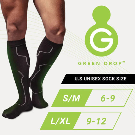 Green Drop Compression Socks Medical-Grade Infused Support, L/XL-Compression Socks Green Drop Knee High Large / X-Large Black Closed Toe