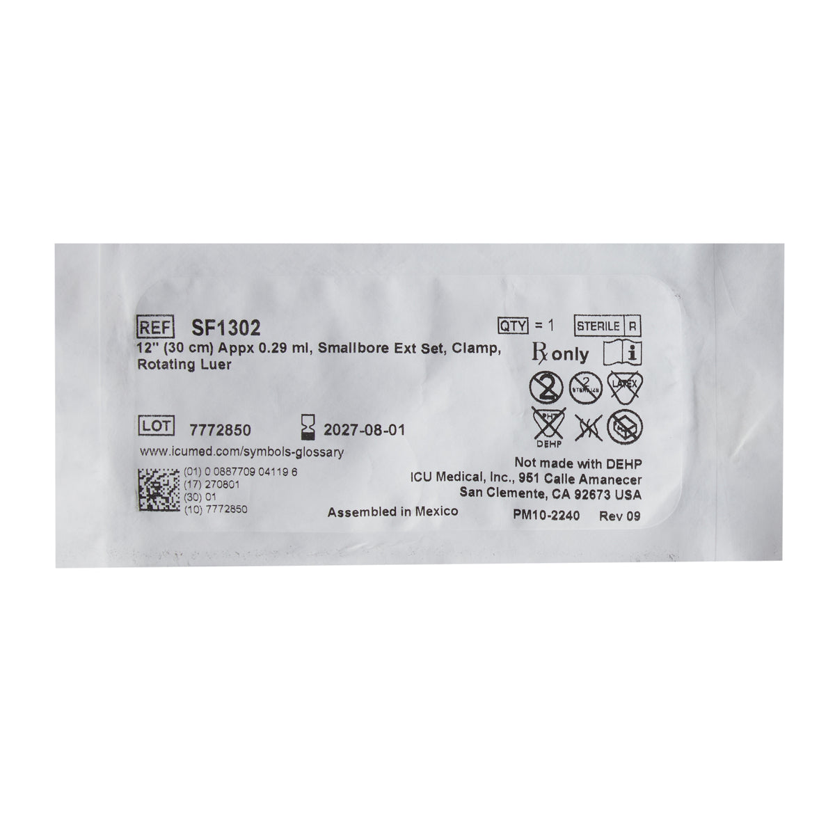 IV Extension Set ICU Small Bore 12 Inch Tubing - IV Therapy>IV Administration>Extension Sets - ICU Medical