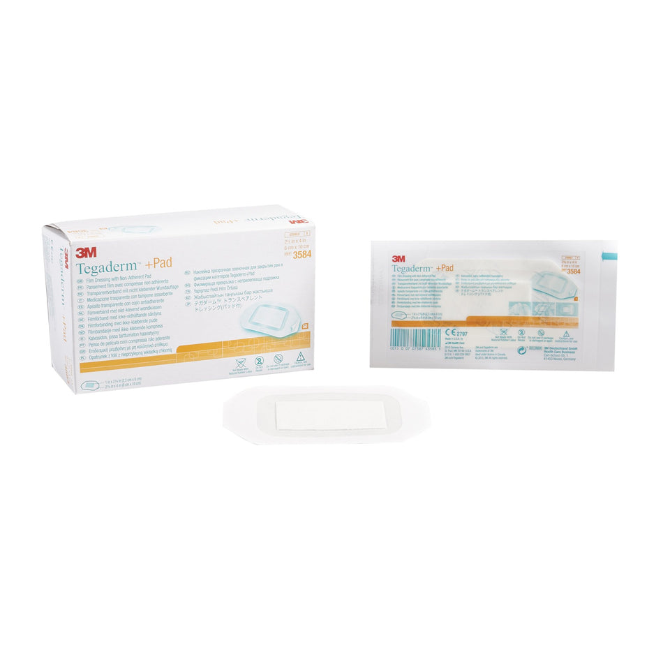 3M� Tegaderm� Transparent Film Dressing with Pad, 2-3/8 x 4 Inch-Transparent Film Dressing with Pad 3M� Tegaderm� 2-3/8 X 4 Inch Frame Style Delivery Rectangle Sterile