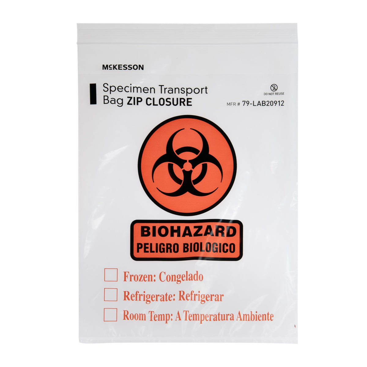 McKesson Specimen Transport Bag with Document Pouch, Zip Closure, 9 x 12 Inch - Clinical Laboratory>Specimen Collection>Sp...